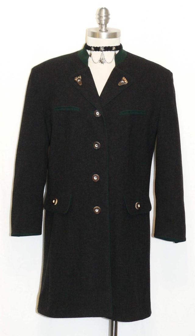 BLACK ~ WOOL ~ Women AUSTRIA Hunting RIDING Military Dress Coat JACKET 