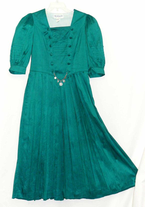 SILK Green GERMAN Dirndl Hostess Waitress DRESS 38 8 S  