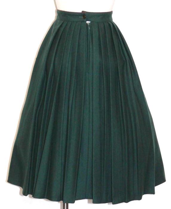 GREEN WOOL German Winter Dress Suit Swing SKIRT 38 8 S  