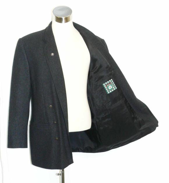 BLACK WOOL Men GERMAN Winter Suit Over Coat JACKET 46 L  