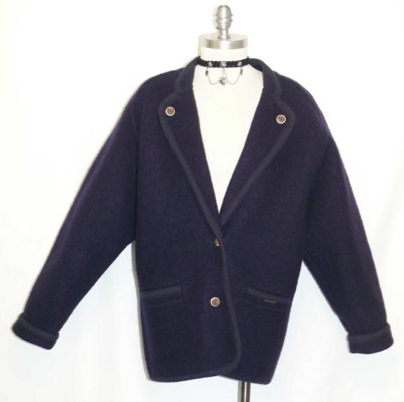 GEIGER ~ BOILED WOOL / PURPLE Women AUSTRIA Winter SWEATER Jacket Coat 