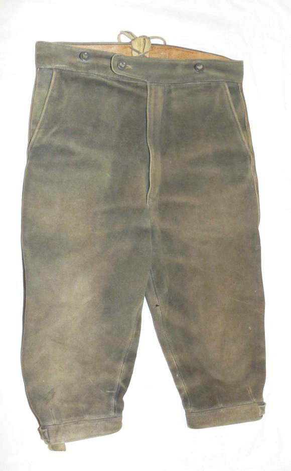 Vtg AUTHENTIC Men GRAY LEATHER German LEDERHOSEN Oktoberfest PANTS 