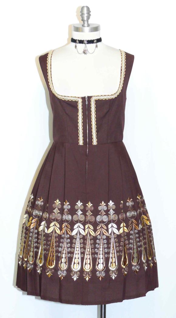 BROWN DIRNDL Women German Waitress Hostess Oktoberfest DRESS + LACE 