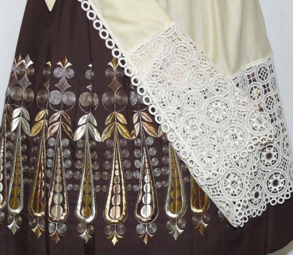 BROWN DIRNDL Women German Waitress Hostess Oktoberfest DRESS + LACE 