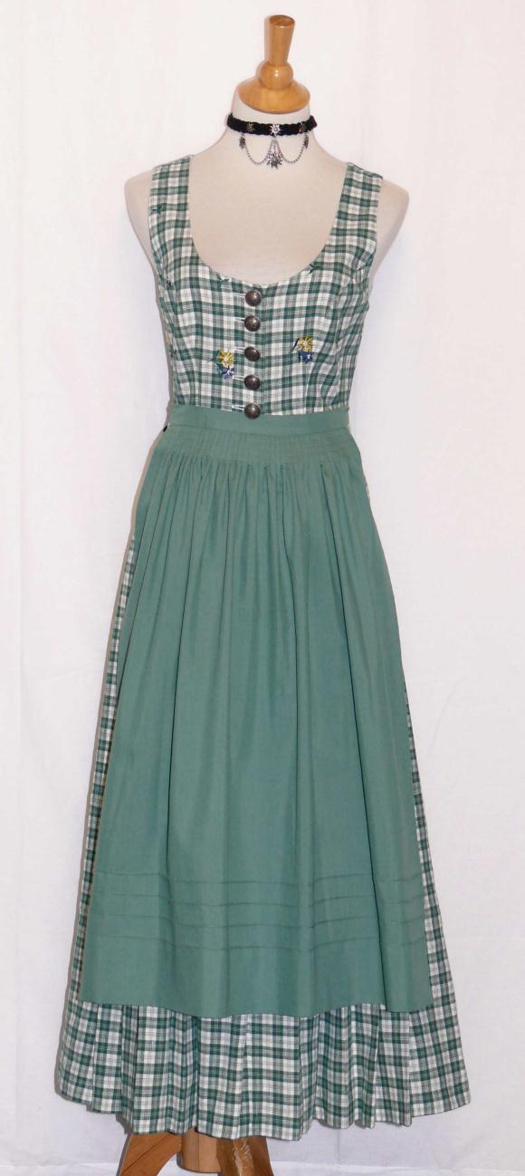 GREEN ~ COTTON Jumper GERMAN Dirndl Summer DRESS 38 6 S  